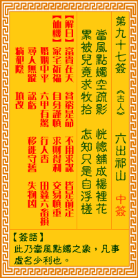 观音灵签 第97签解签：六出祁山