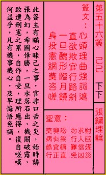 关帝灵签 第56签解签：下下 张纲埋轮