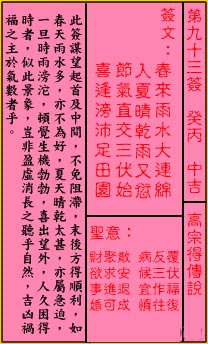 关帝灵签 第93签解签：中吉 高宗得傅说