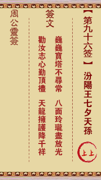 周公灵签 第96签解签：汾阳王七夕天孙