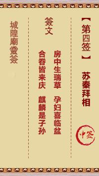 城隍庙灵签 第4签解签：苏秦拜相 中签